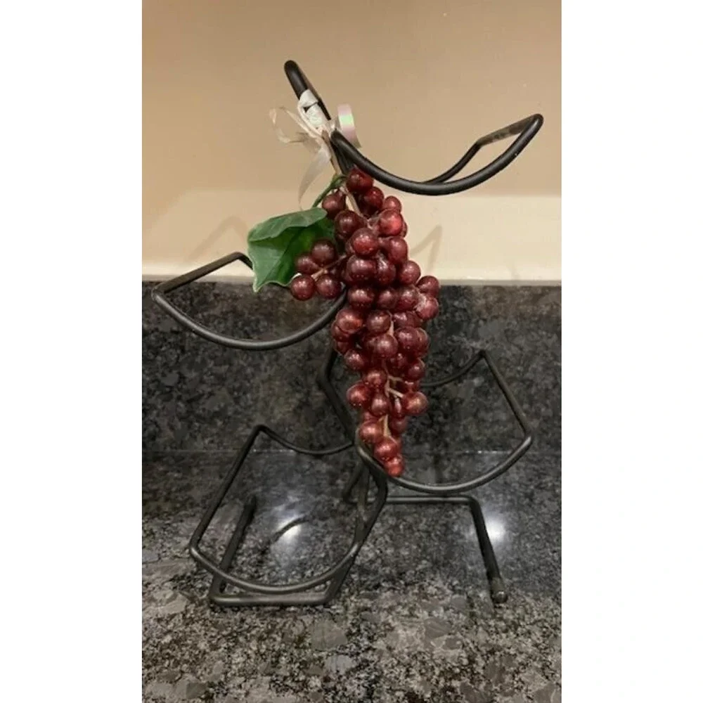 Counter Top Standing Metal Black Wine Rack for 4 Bottles